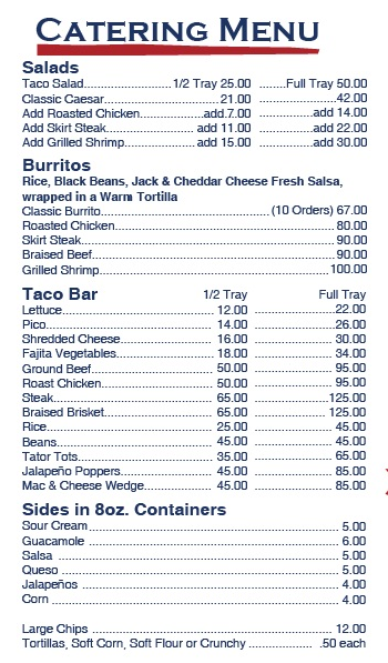 Texas Taco Menu page 2